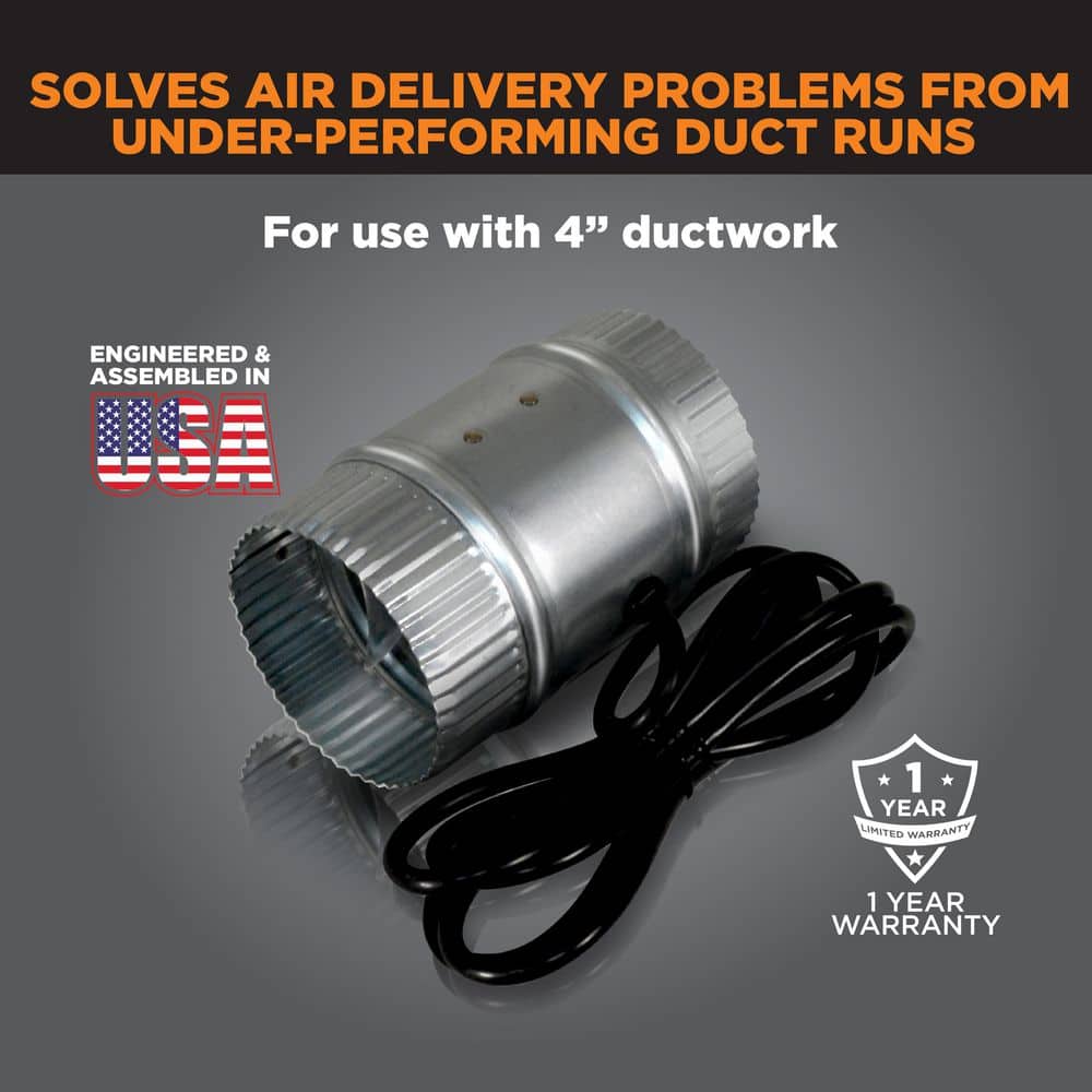 Inductor 4 in. Corded In-Line Duct Fan - Hercitys