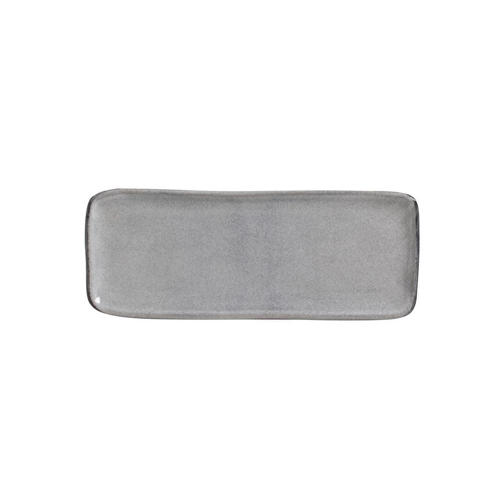 8.66 in. Dust Gray Stoneware Rectangular Platter Organic (Set of 4) - Hercitys
