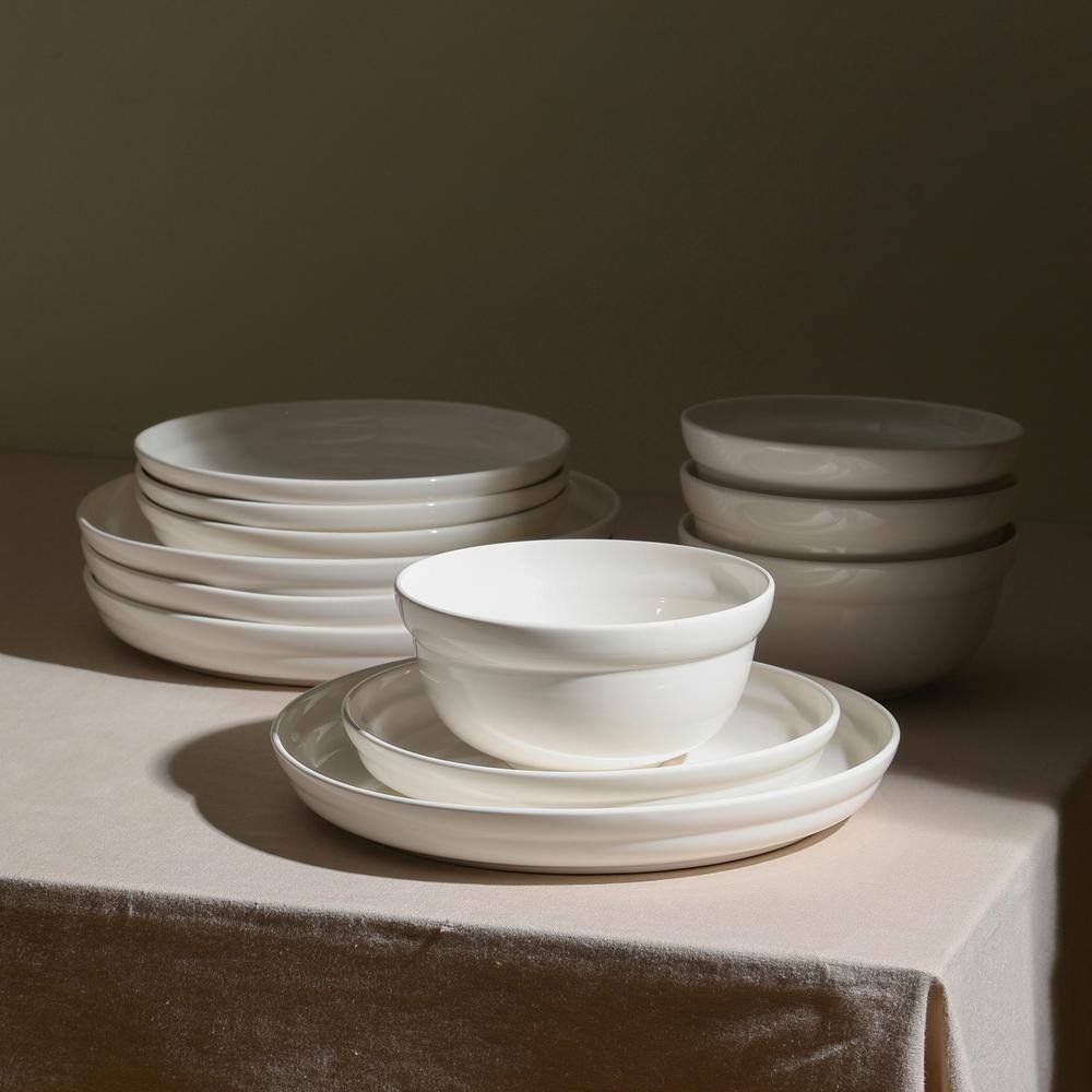 Virtuo 12-Piece White Porcelain Dinnerware Set (Service for 4) - Hercitys
