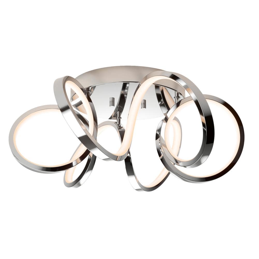 Swirl 19.7 in. Modern Chrome Integrated LED Flush Mount Light Ceiling Light - Hercitys