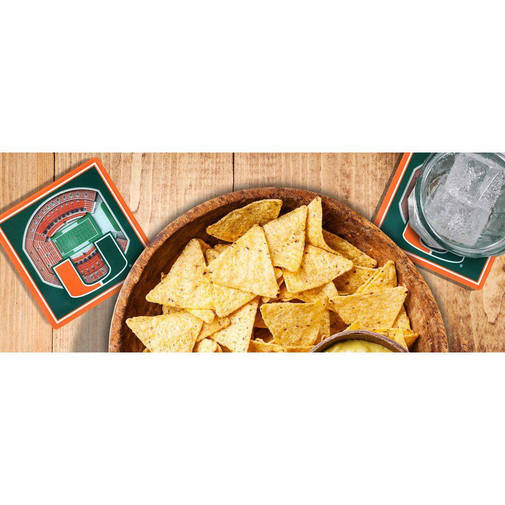 NCAA Miami Hurricanes 3D Stadium View Multi-Colored Coasters – Hard Rock Stadium - Hercitys