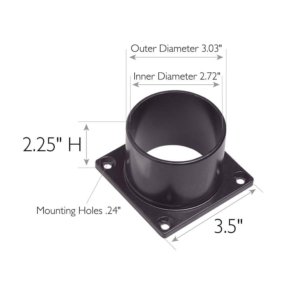 Black Aluminum Outdoor Pier Mount Base Post Base with Standard Fitter dia - Hercitys