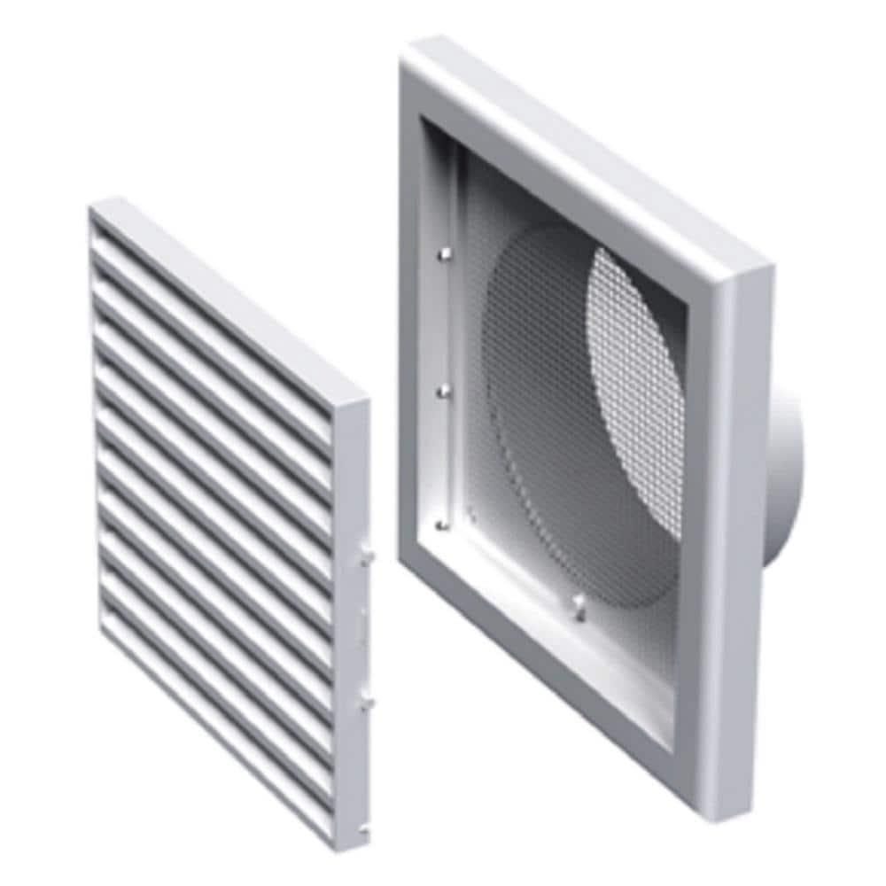 Plastic 7.3 in. x 7.3 in. Ceiling/Wall Rectangular Grille in White for 6 in. Duct Opening - Hercitys