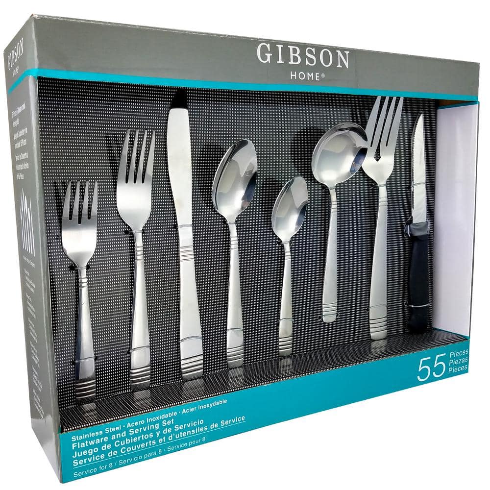 Palmore Plus 55-Piece Stainless Steel Flatware Set (Service for 8) - Hercitys