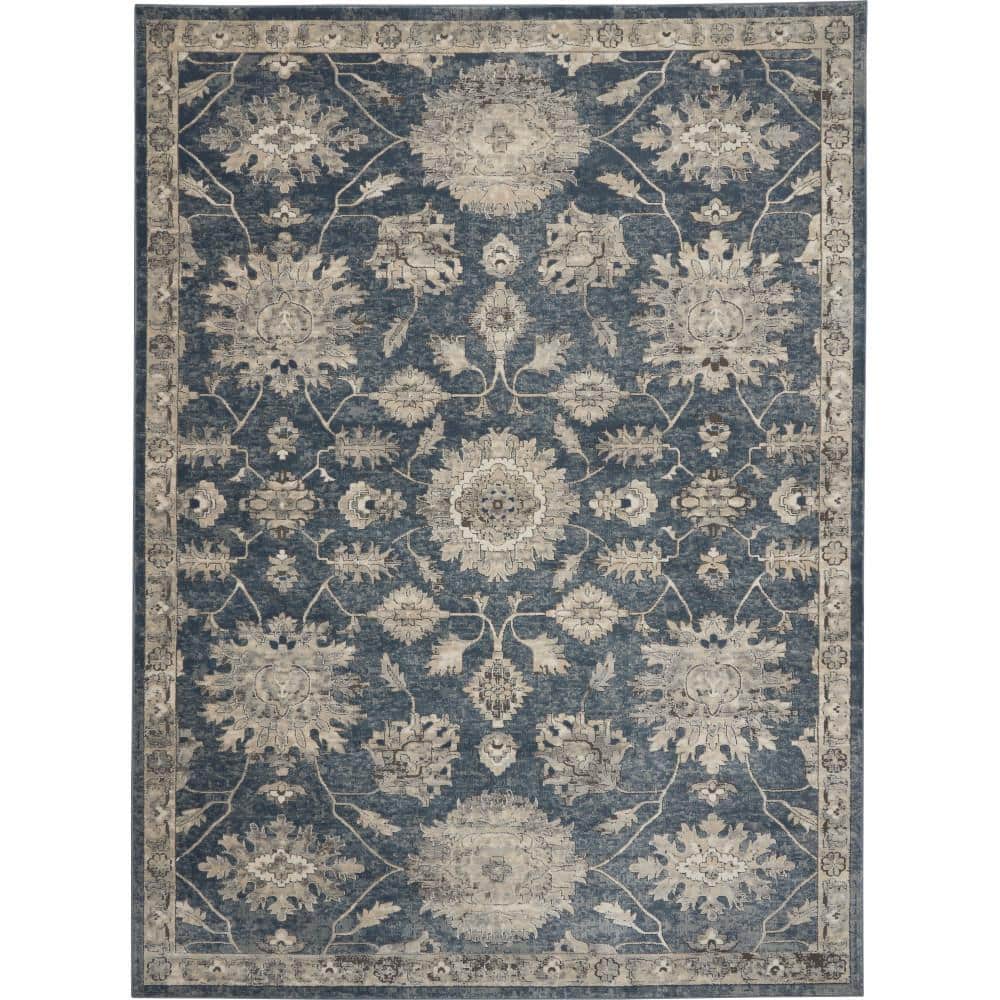 Concerto Blue/Beige 9 ft. x 12 ft. Persian Farmhouse Area Rug - Hercitys