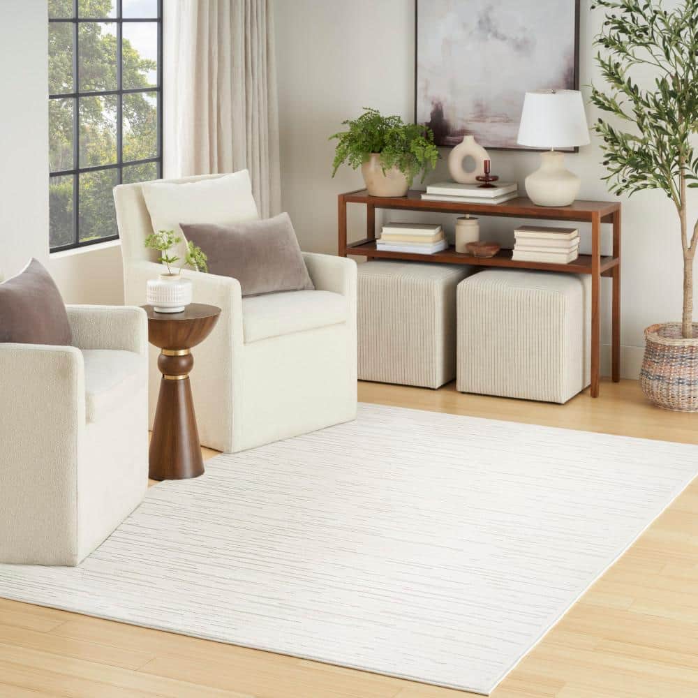 Casual Ivory 5 ft. x 7 ft. Abstract Contemporary Area Rug - Hercitys