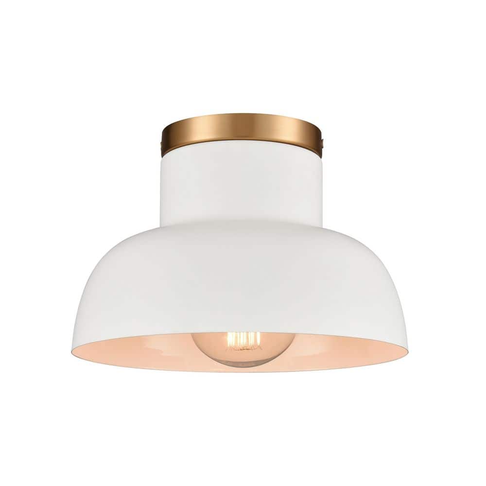 Spring 1-Light Matte White Modern/Contemporary Semi Flush Mount with Glass Shades - Hercitys