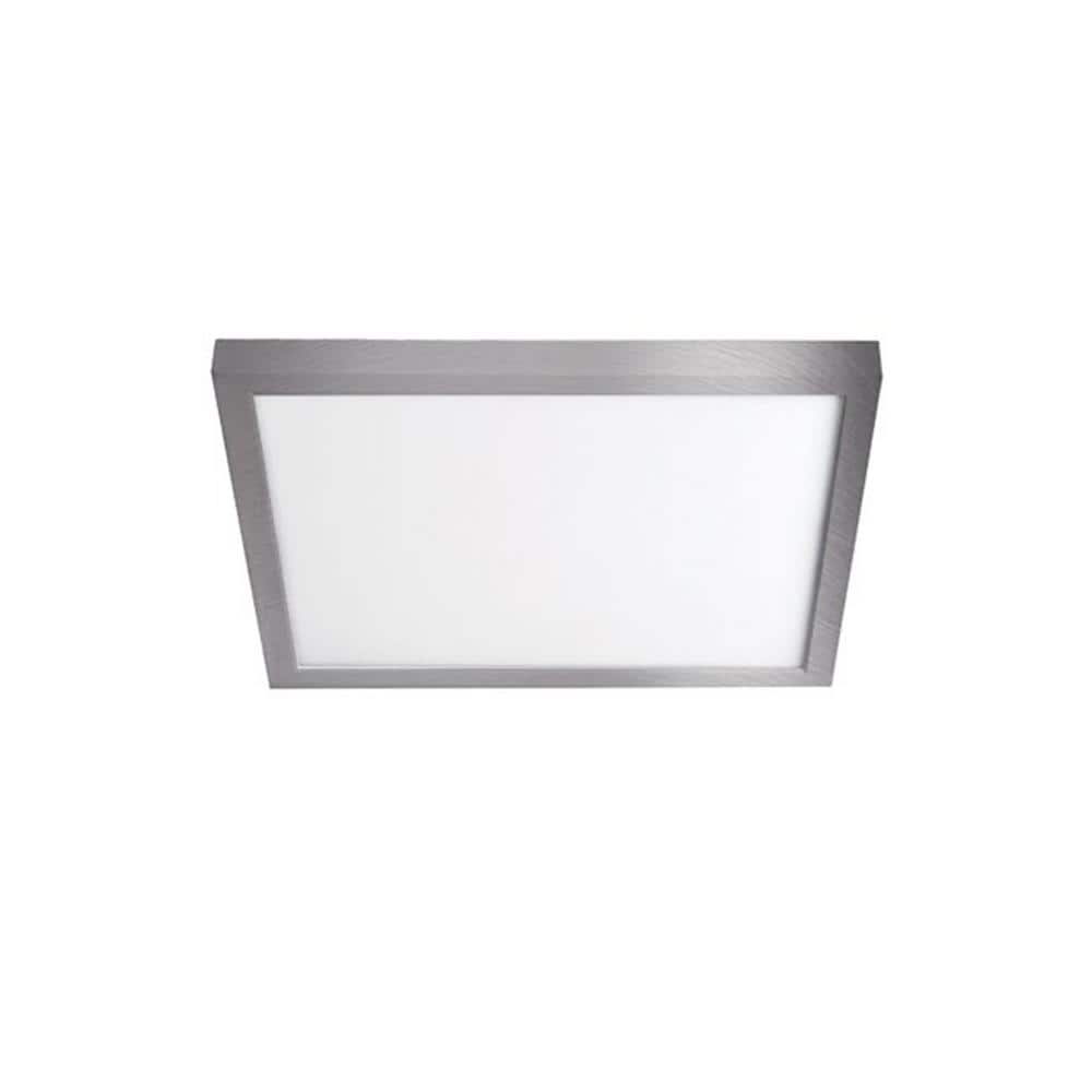 Square 11 in. 1-Light Brushed Nickel LED Flush Mount 3000K - Hercitys