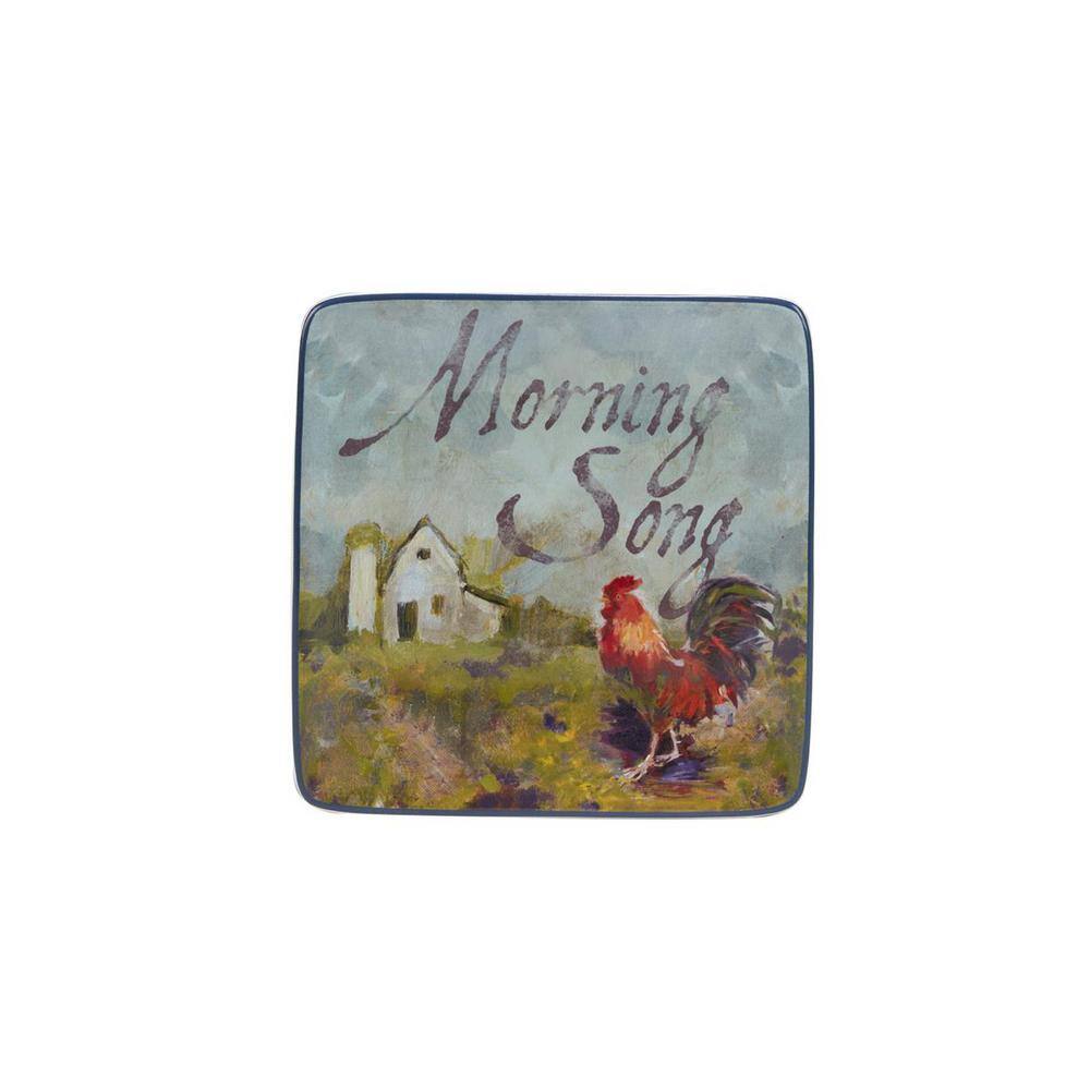 Rooster Meadow Canape Plates Assorted Colors Dessert Plates (Set of 4) - Hercitys