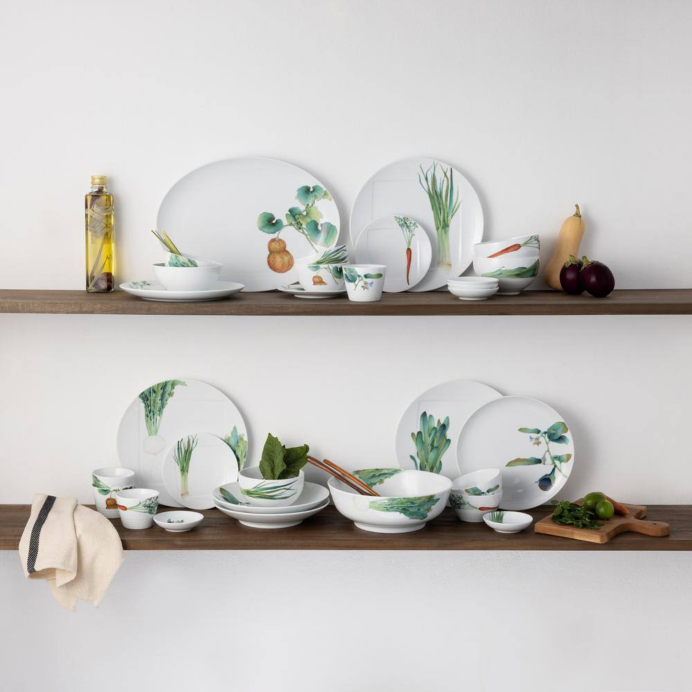 Kyoka Shunsai 5.5 in., 17 fl. Oz. White Porcelain Assorted Cereal Bowls (Set of 6) - Hercitys