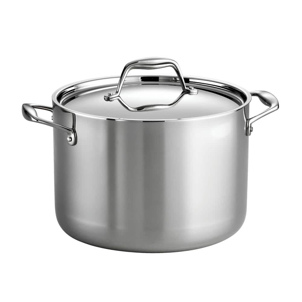 Gourmet Tri-Ply Clad 8 qt. Stainless Steel Stock Pot with Lid - Hercitys