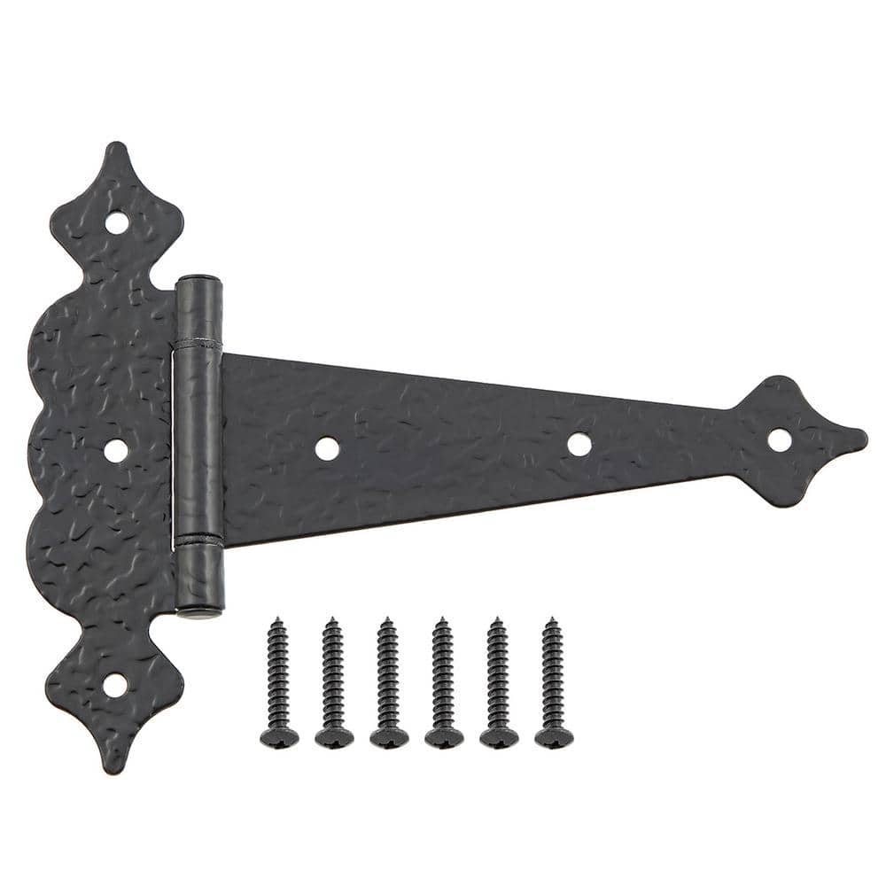 8 in. Black Decorative Gate Tee Hinge - Hercitys