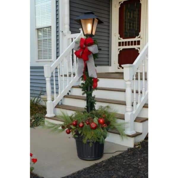 Cape Cod Plug-In Outdoor Black Post Lantern with Planter - Hercitys