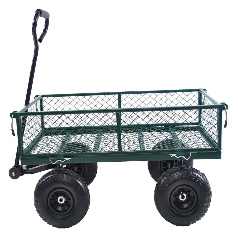 8.8 cu.ft. Steel Tools Garden Cart Wagon Cart in Green - Hercitys