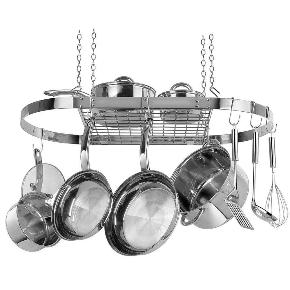Oval Hanging Ceiling Pot Rack-Stainless Steel - Hercitys