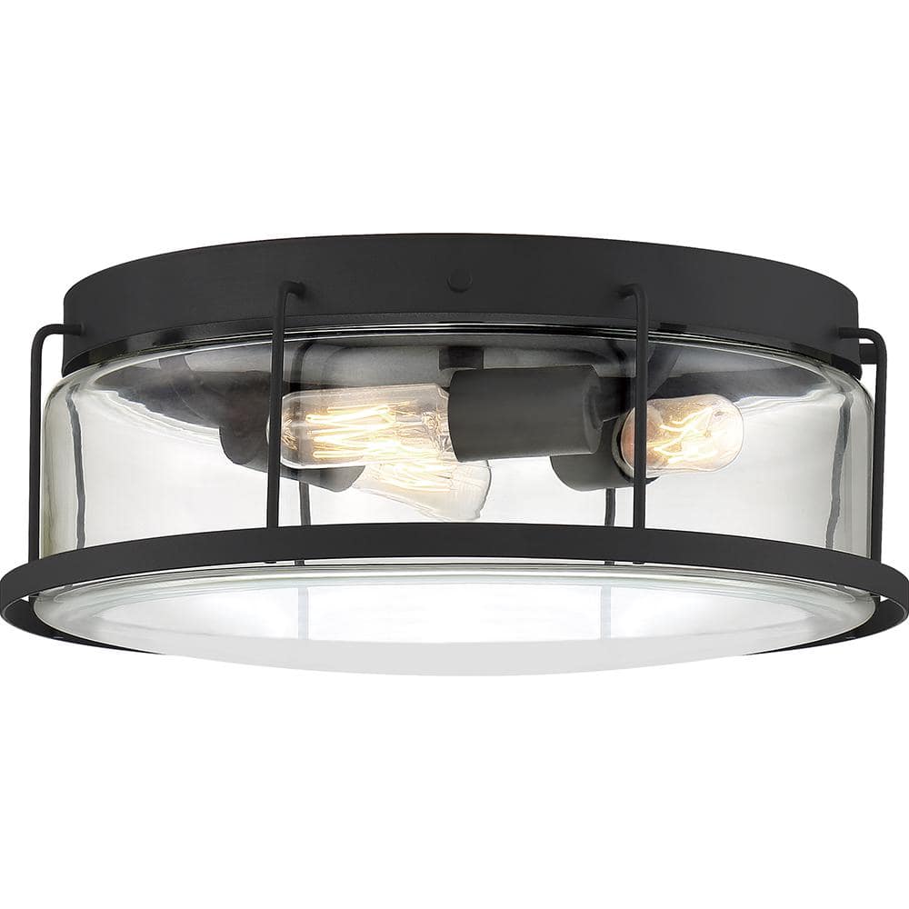 Ludlow 13.25 in. 3-Light Earth Black Flush Mount - Hercitys