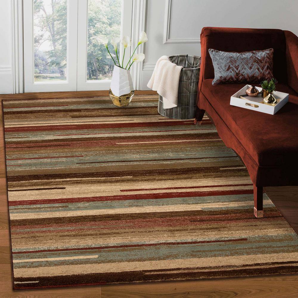 Fulgor Maroon 8 ft. 6 in. x 11 ft. 6 in. Modern Stripe Abstract Indoor Area Rug - Hercitys