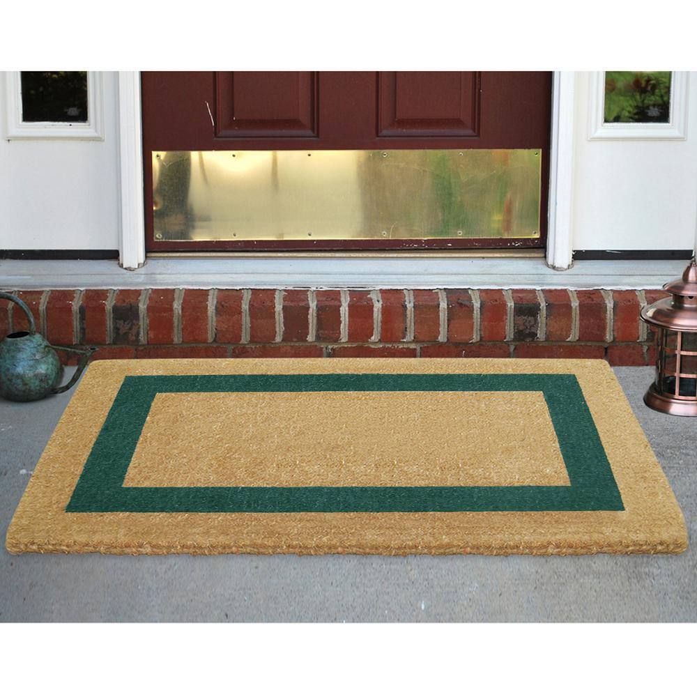 Heavy Duty Green 30 in. x 48 in. Coir Plain Single Picture Frame Indoor Outdoor Door Mat - Hercitys