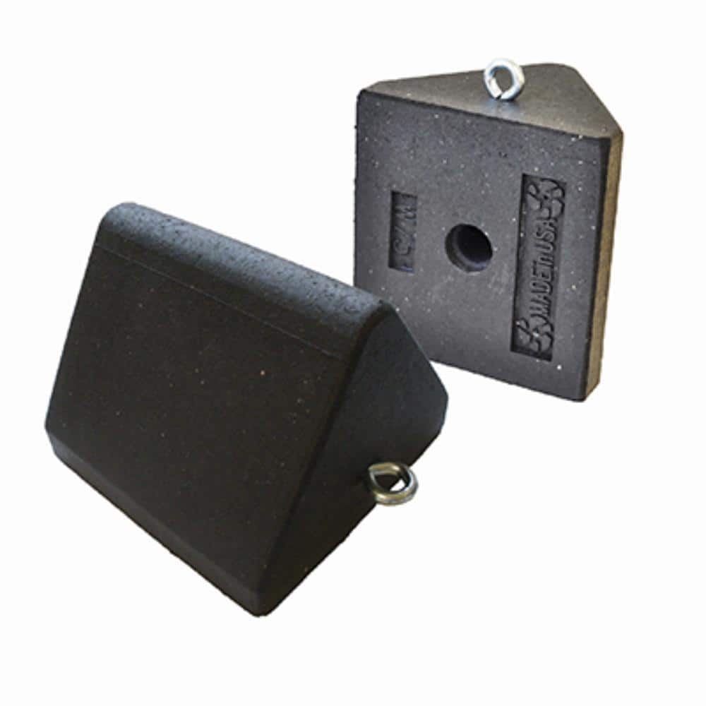8.5 in.W x 8.75 in.D x 7 in.H Black Tire Wheel Chock with Eyebolt - Hercitys