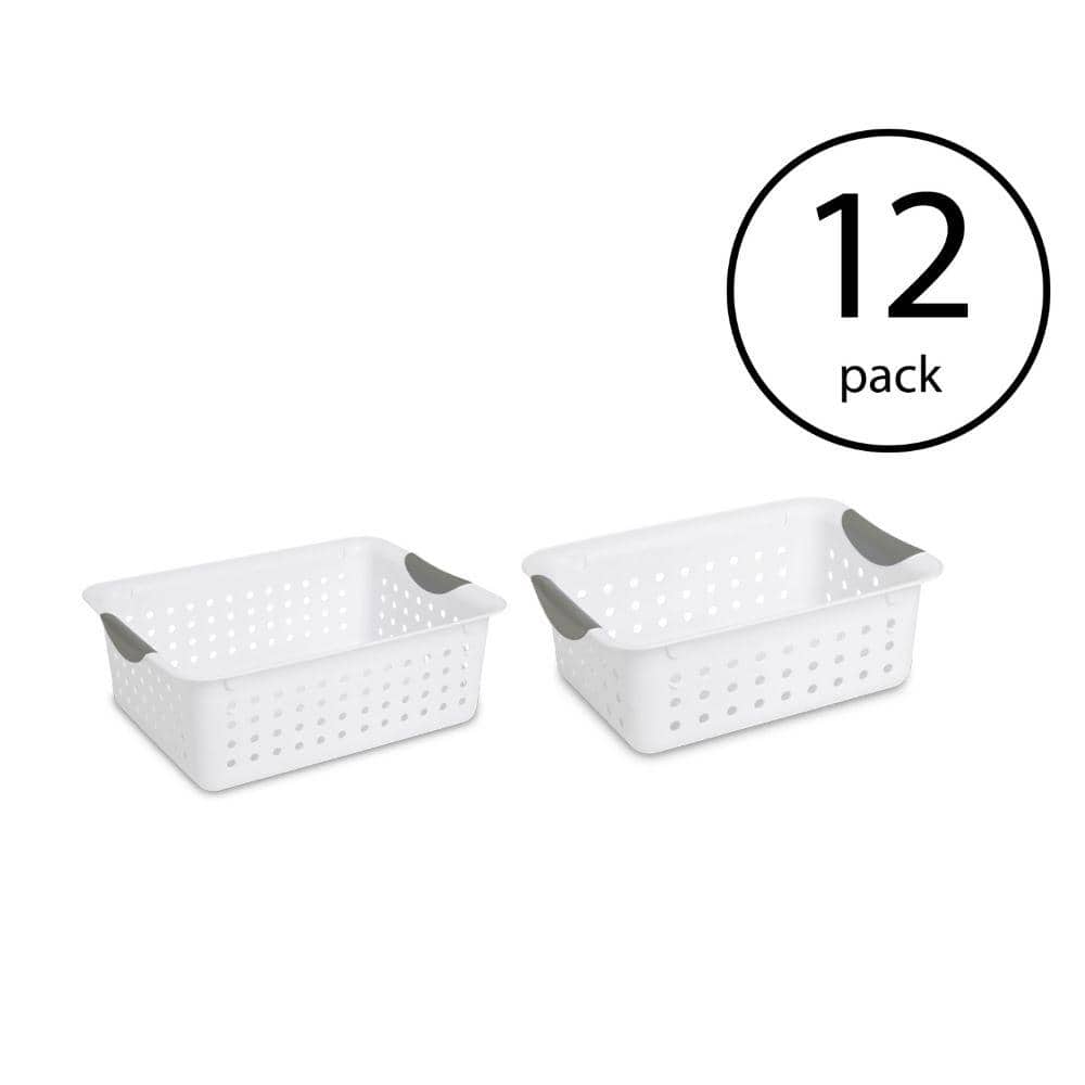 Medium and Small Ultra Plastic Storage Bin Organizer Basket (12-Pack) - Hercitys