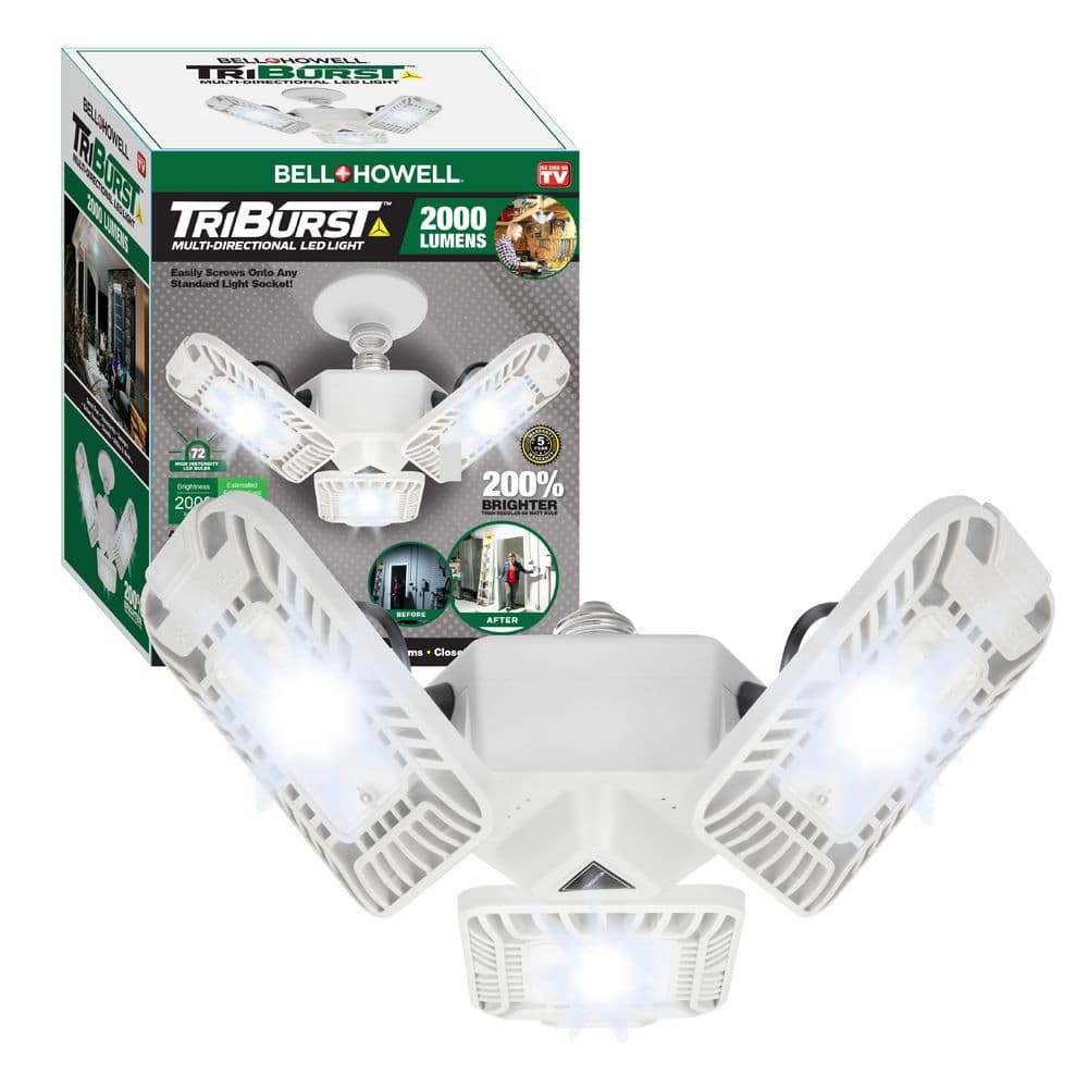TriBurst 10.5 in. White 72 High Intensity LED 2000 Lumens Flush Mount Ceiling Light with 3 Adjustable Heads - Hercitys