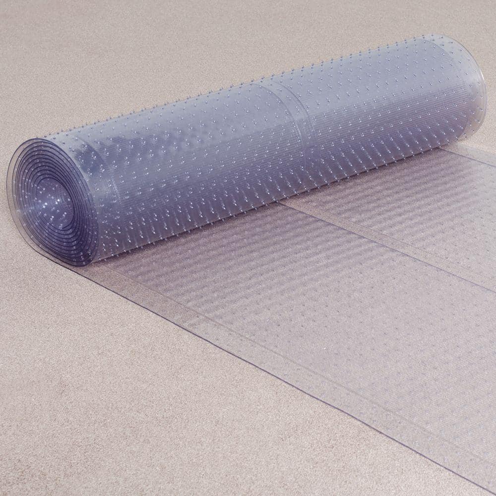 Clear 27 in. x 20 ft. Vinyl Ribbed Runner Rug - Hercitys