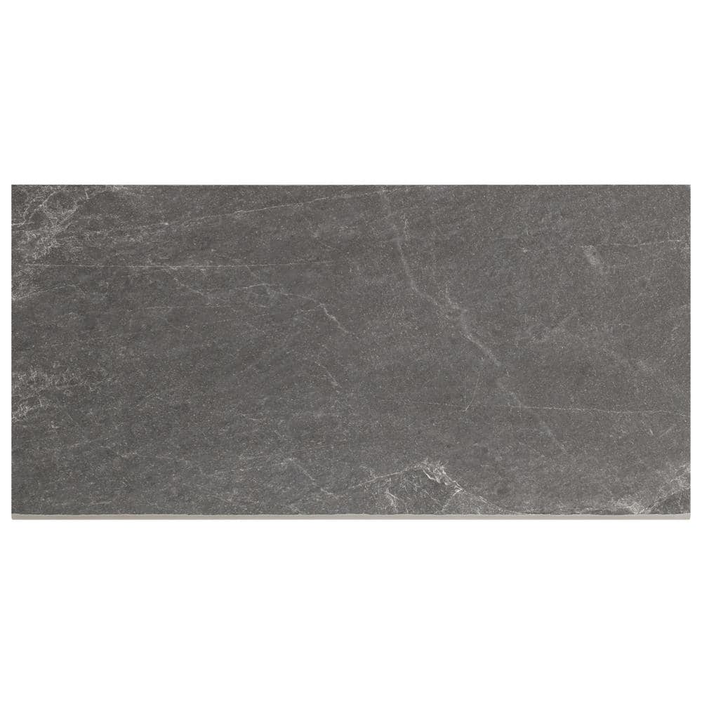 LithoTech 11.81 in. x 23.62 in. x 0.78 in. Graphite Gray Matte Porcelain Floor Pool Coping Tile (1.93 sq. ft./Each) - Hercitys