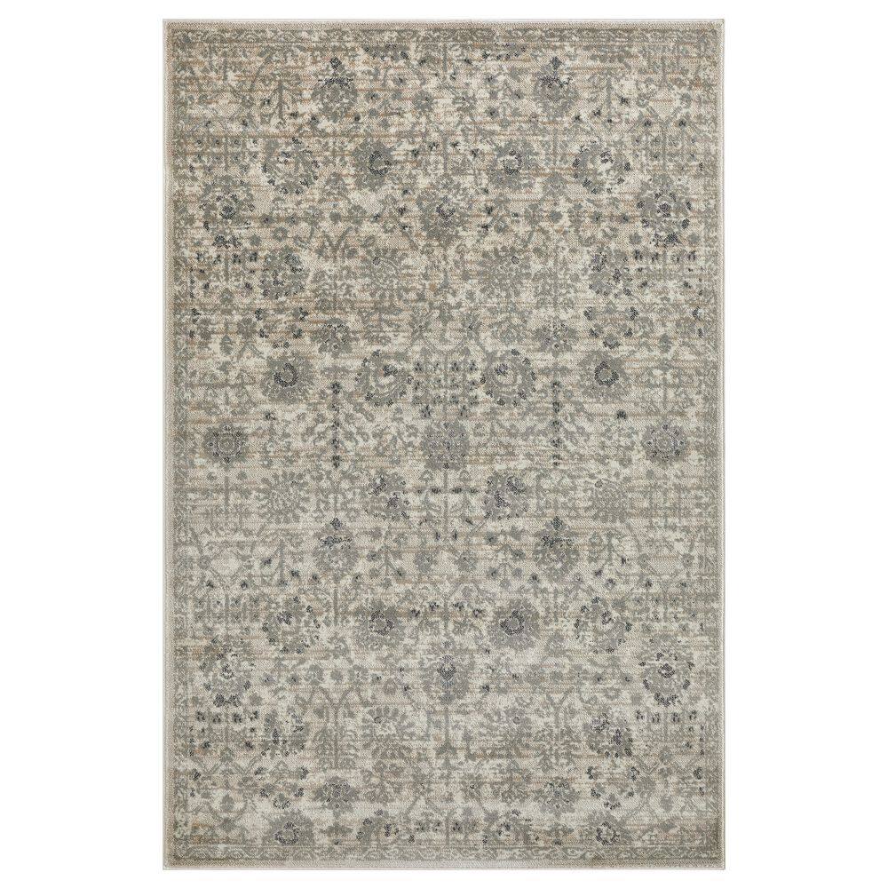Celena Asheley Cream 5 ft. 3 in. x 7 ft. 3 in. Floral Polypropylene Area Rug - Hercitys
