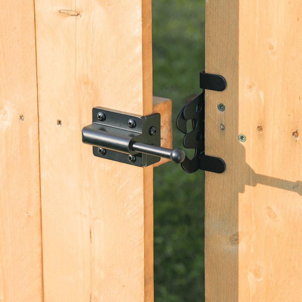 7.75 in. x 4 in. Heavy-Duty Black Stainless Steel Fence Gate Latch - Hercitys