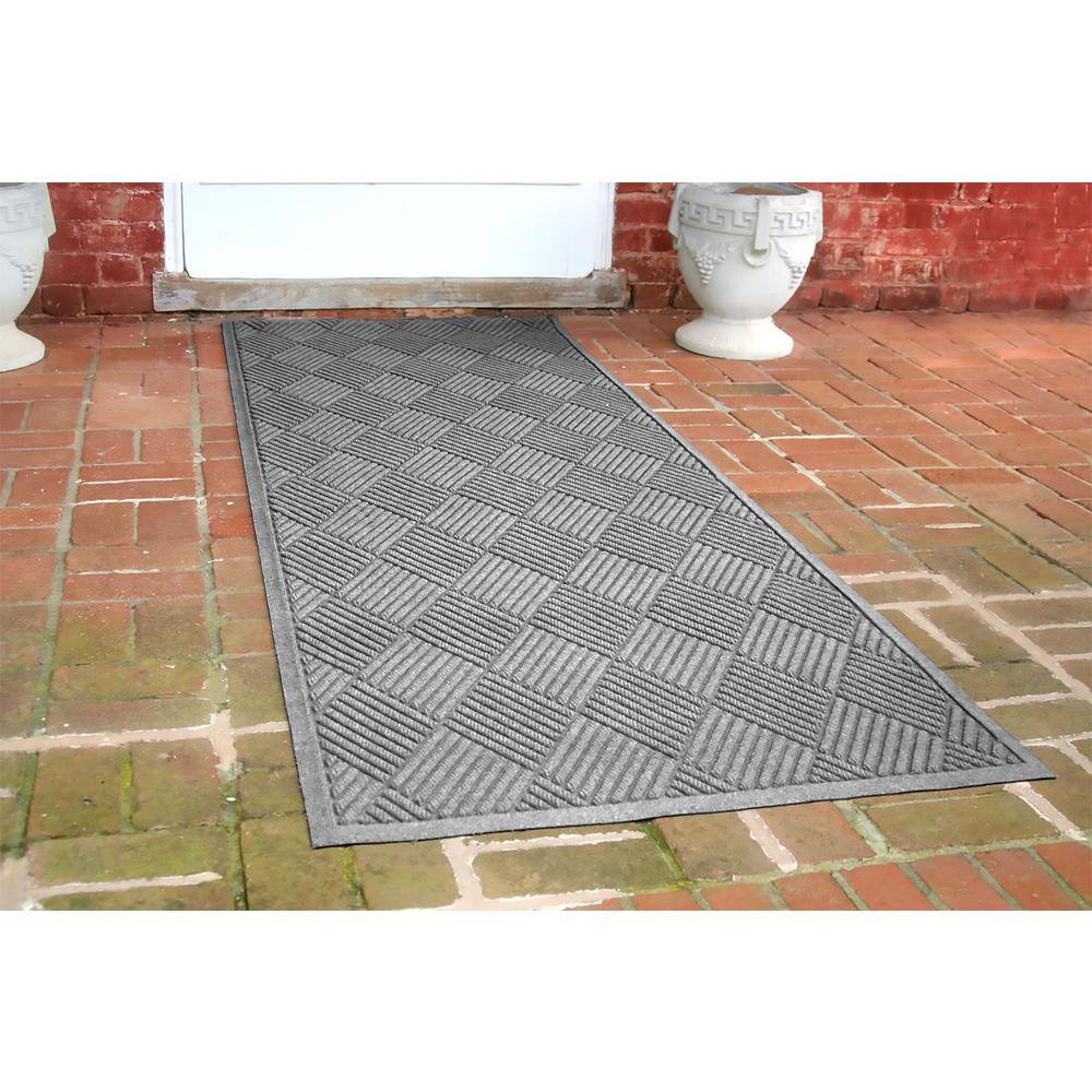 Waterhog Diamonds 35 in. x 100 in. PET Polyester Indoor Outdoor Runner Medium Gray - Hercitys