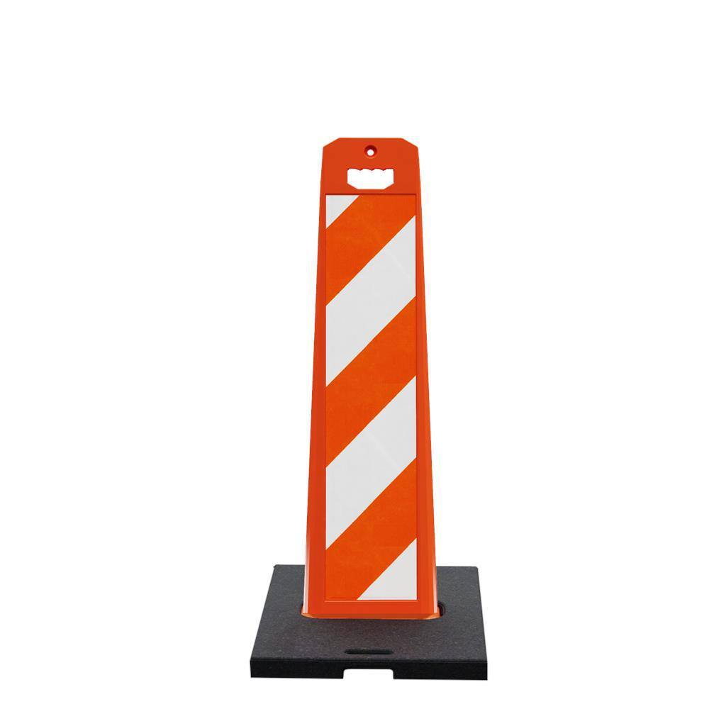 6 in. W Gemstone Vertical Panel Channelizer with 20 lbs. Base and Engineer Grade Striped Sheeting with Stripes - Hercitys