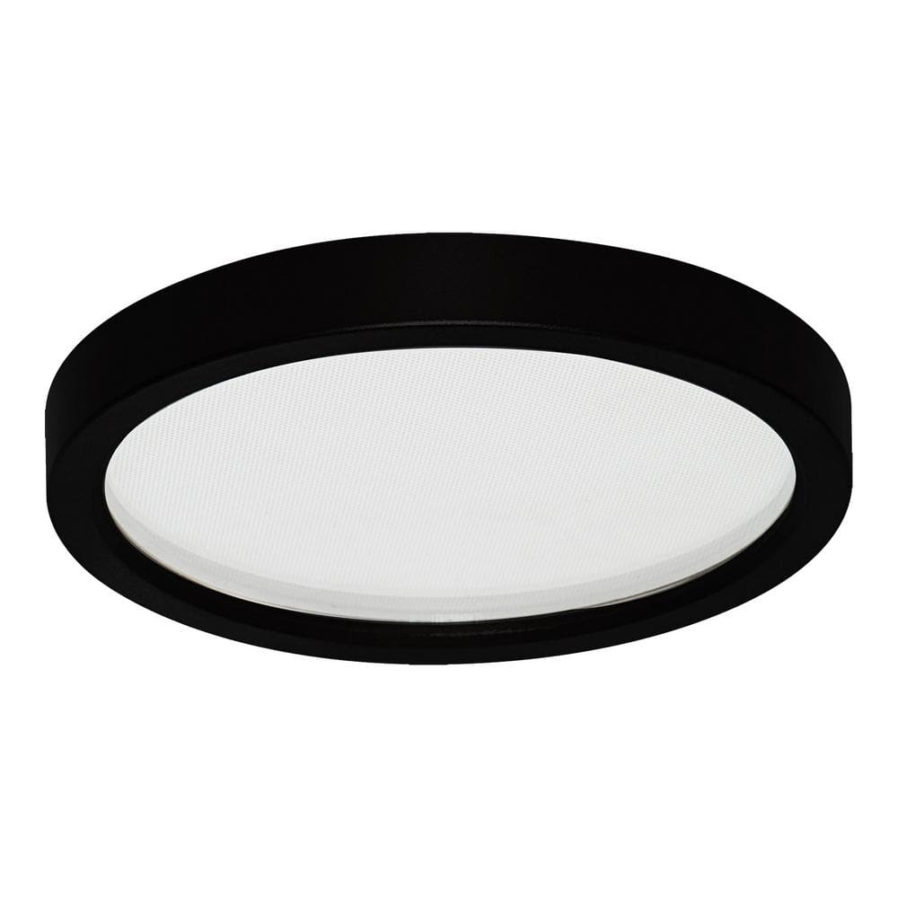 Round Slim Disk Length 5.5 in. Black New Construction Recessed Integrated LED Trim Kit Fixture 3000K Warm White - Hercitys
