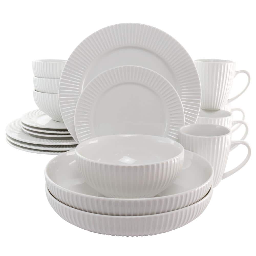 Elle 18-Piece White Porcelain Dinnerware Set (Service for 4) - Hercitys