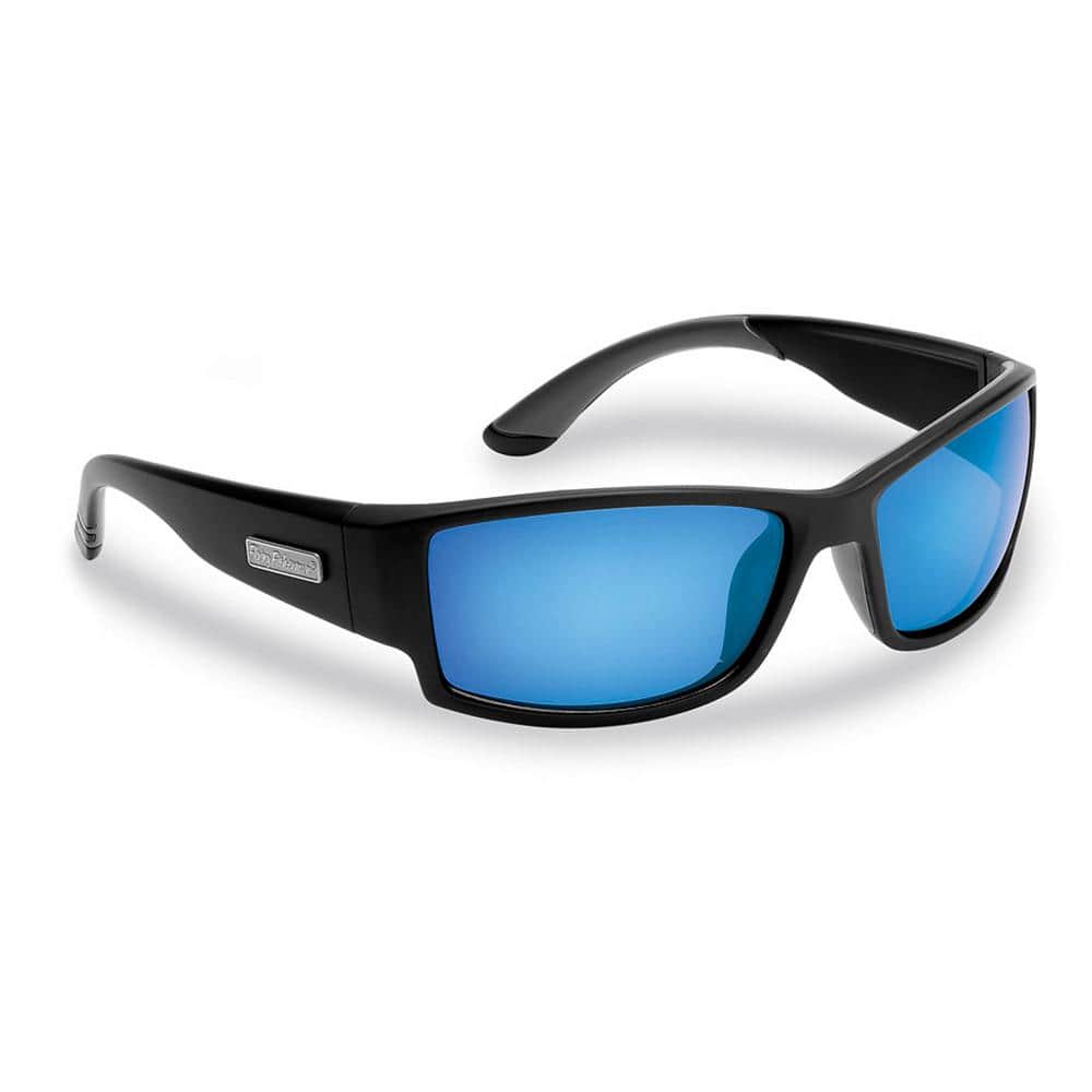 Razor Polarized Sunglasses in Black Frame with Smoke in Blue Mirror Lens - Hercitys