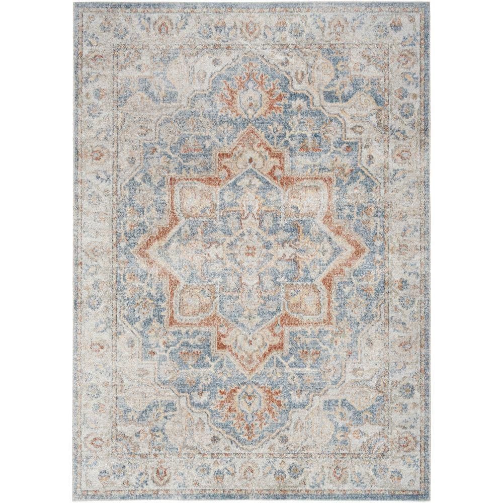 Astra Machine Washable Denim Multicolor 5 ft. x 7 ft. Distressed Traditional Area Rug - Hercitys