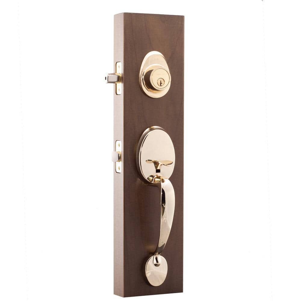 Colonial Polished Brass Door Handleset and Colonial Knob Trim - Hercitys