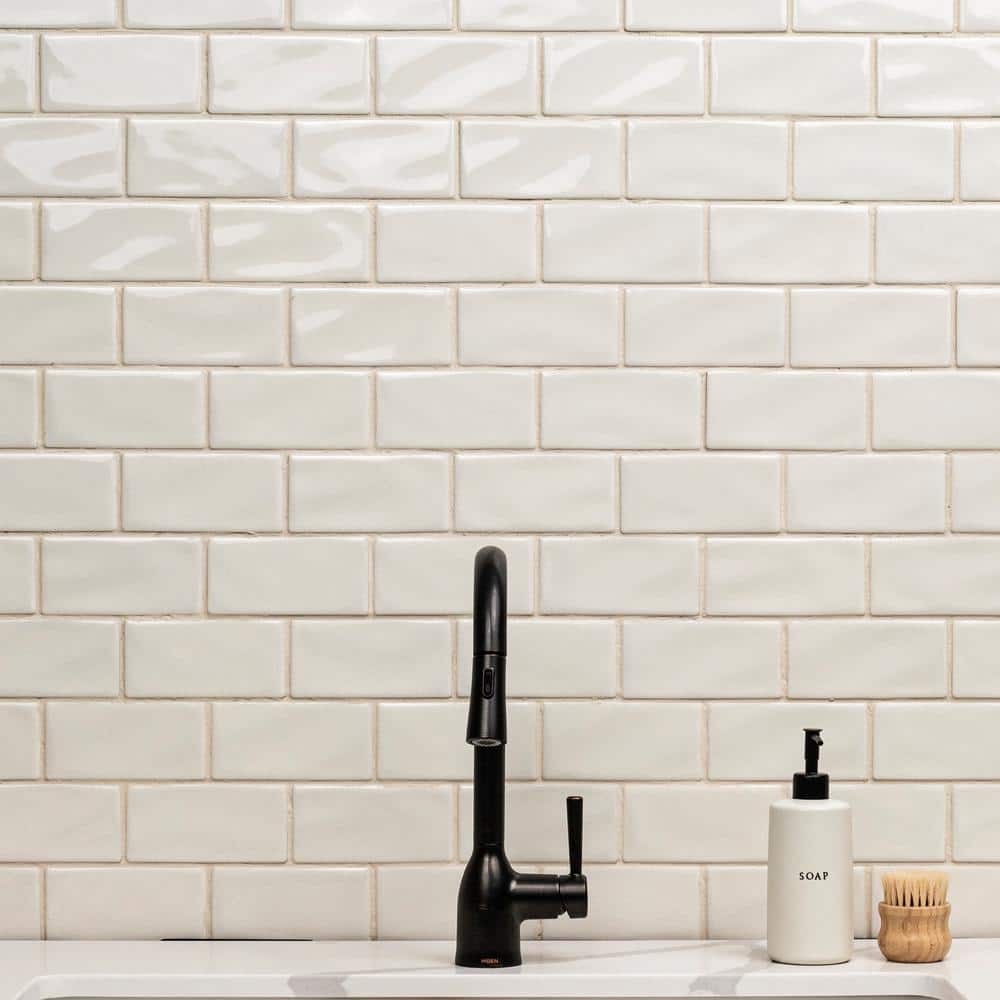 Antique White 3 in. x 6 in. Handcrafted Glossy Ceramic Subway Wall Tile (1 sq. ft./Case) - Hercitys