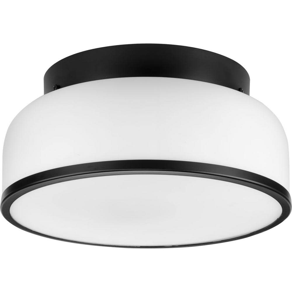 Parkhurst Collection 2-Light Matte Black New Traditional 11-1/4 in. Flush Mount Light - Hercitys