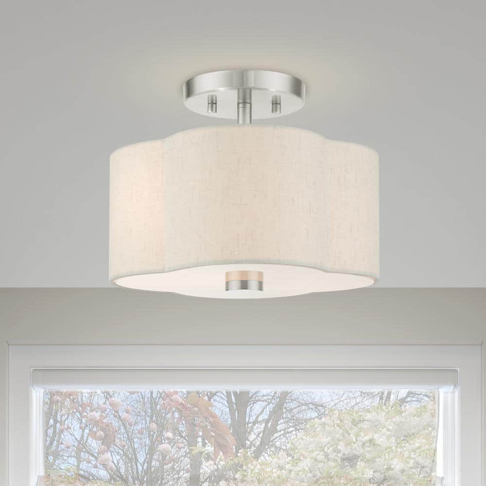 Solstice 2 Light Brushed Nickel Semi Flush Mount - Hercitys