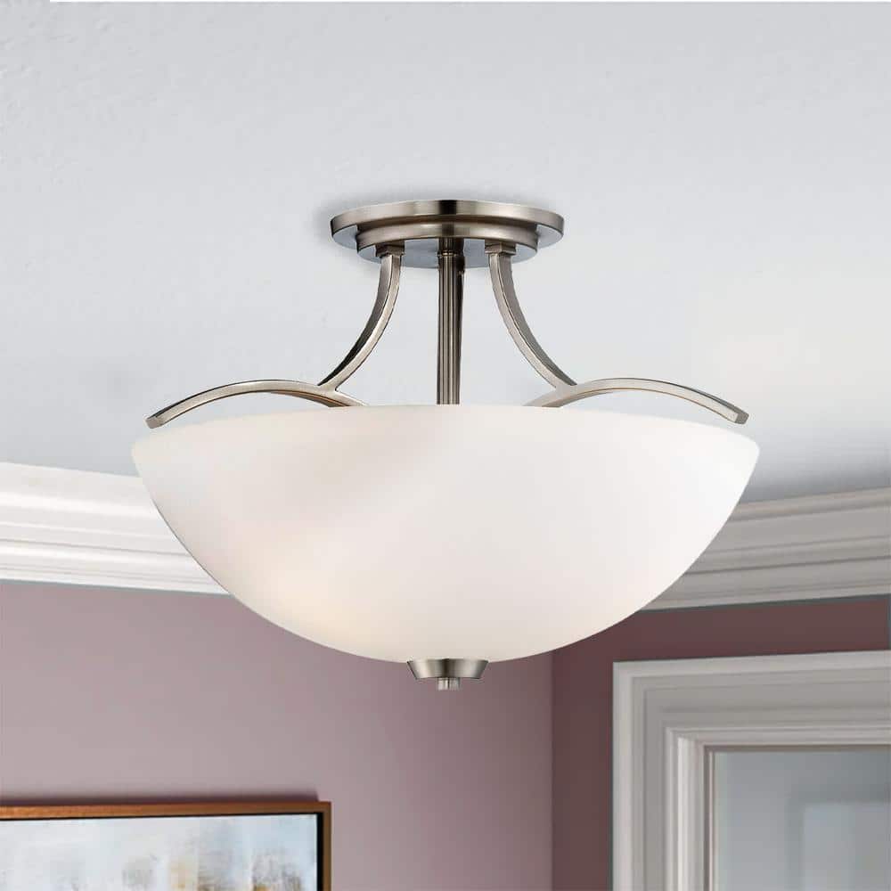 Overland Park 16.5 in. 3-Light Brushed Nickel Semi-Flush Mount Light - Hercitys