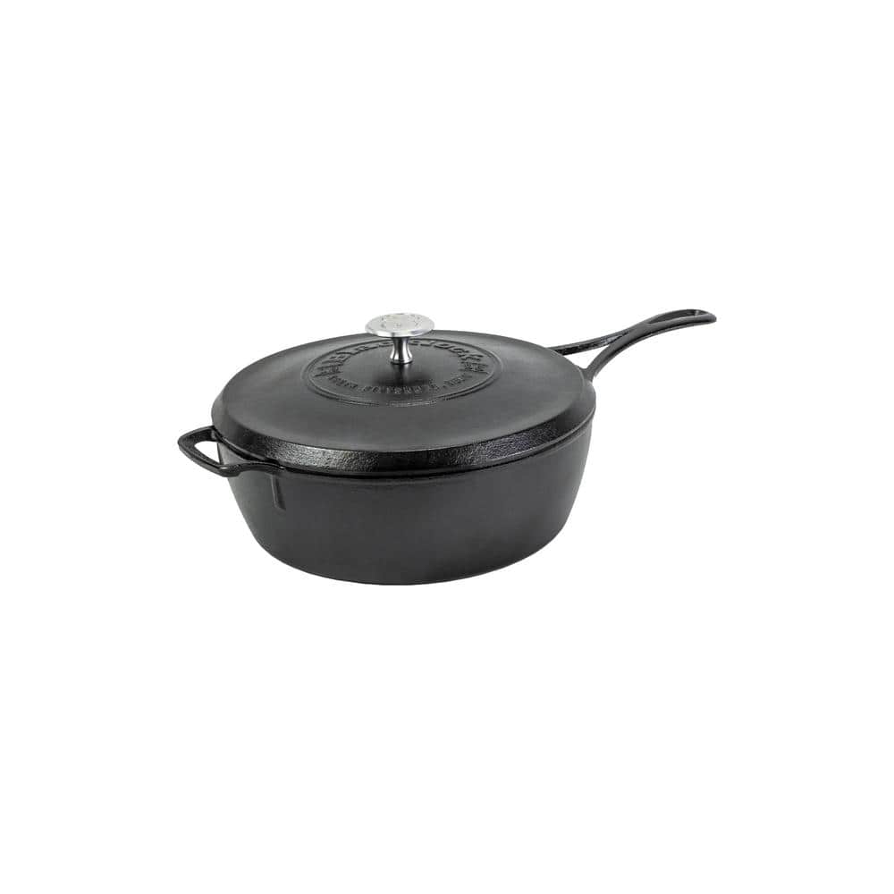 Triple Seasoned 4 Qt Cast Iron Deep Skillet with Lid - Hercitys