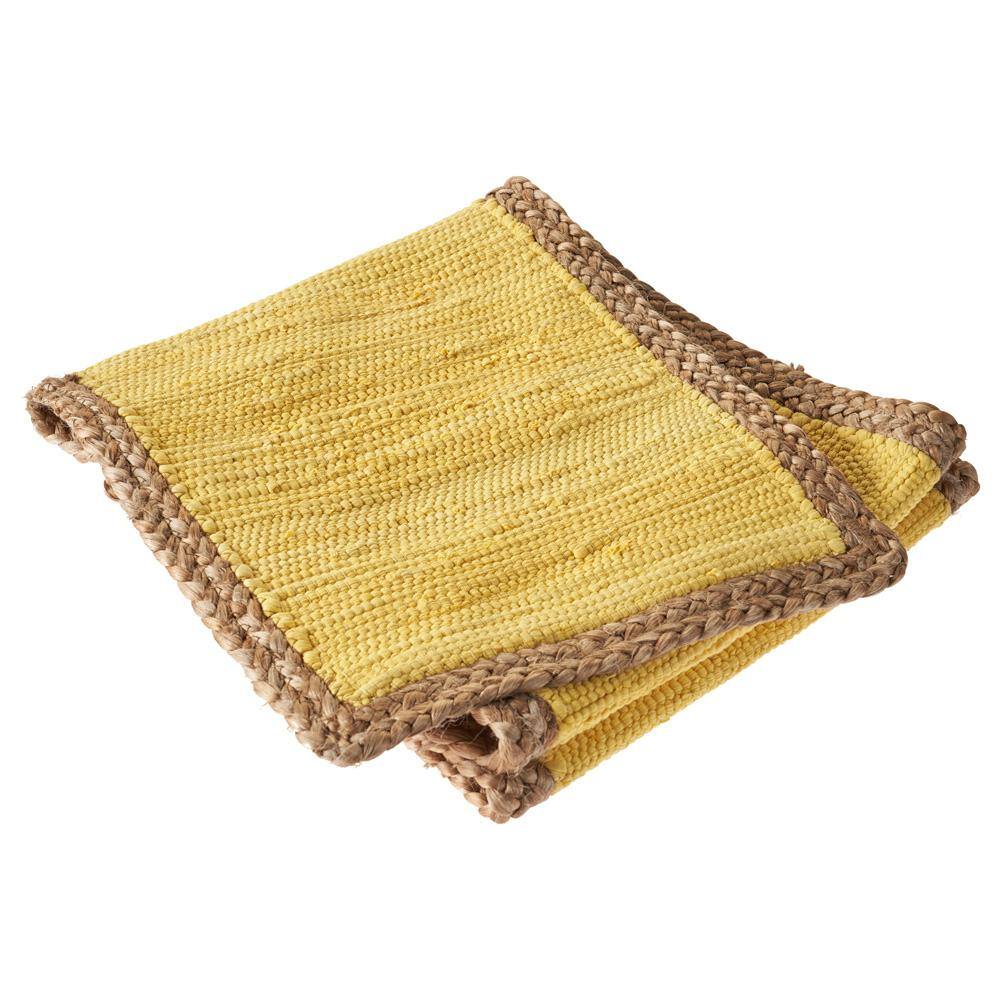 Sunny Day 14 in. W x 72 in. L Yellow Jute Border Table Runner - Hercitys