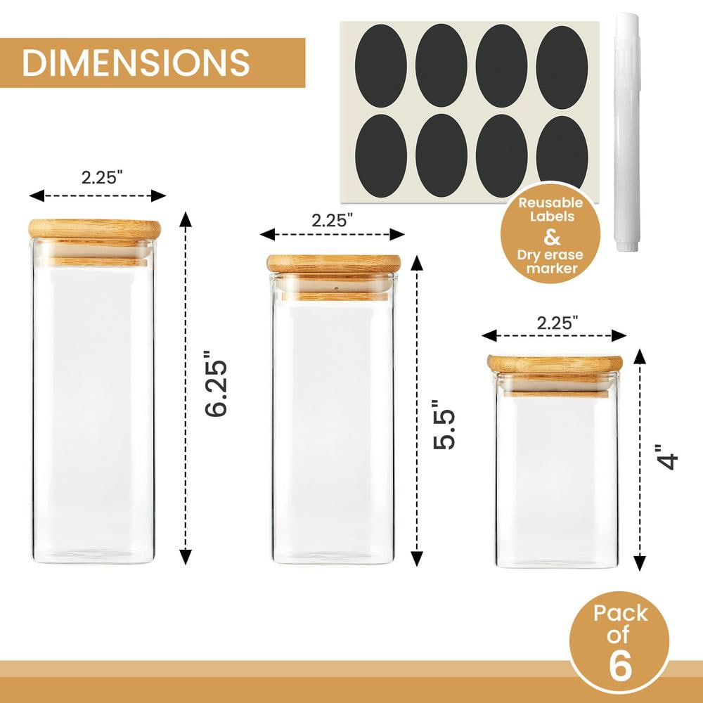 Mini Glass Jar Set and Air Tight Sealable Containers for Kitchen and Pantry Organization - Hercitys