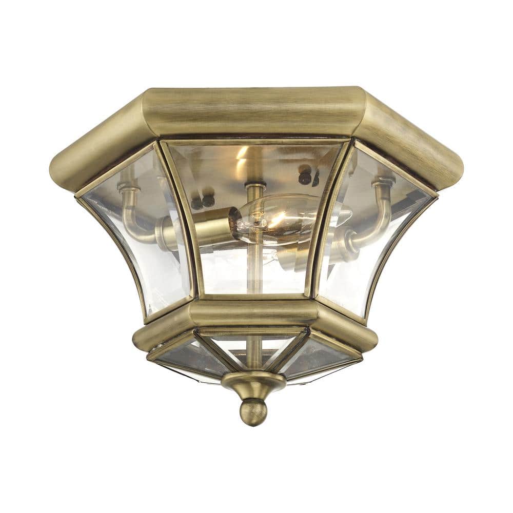 Monterey 10.5 in. 2-Light Antique Brass Flush Mount - Hercitys