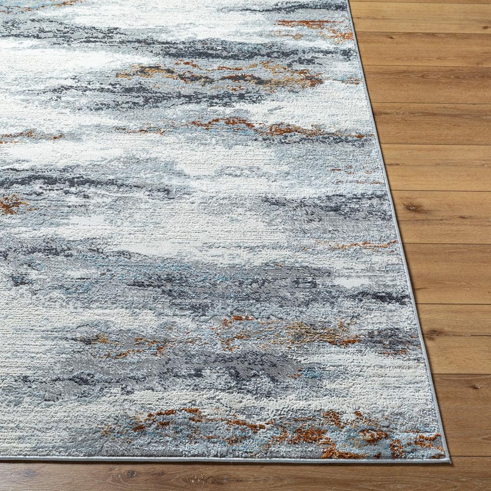 Mood White/Gray Rustic 5 ft. x 7 ft. Machine-Made Indoor Area Rug - Hercitys