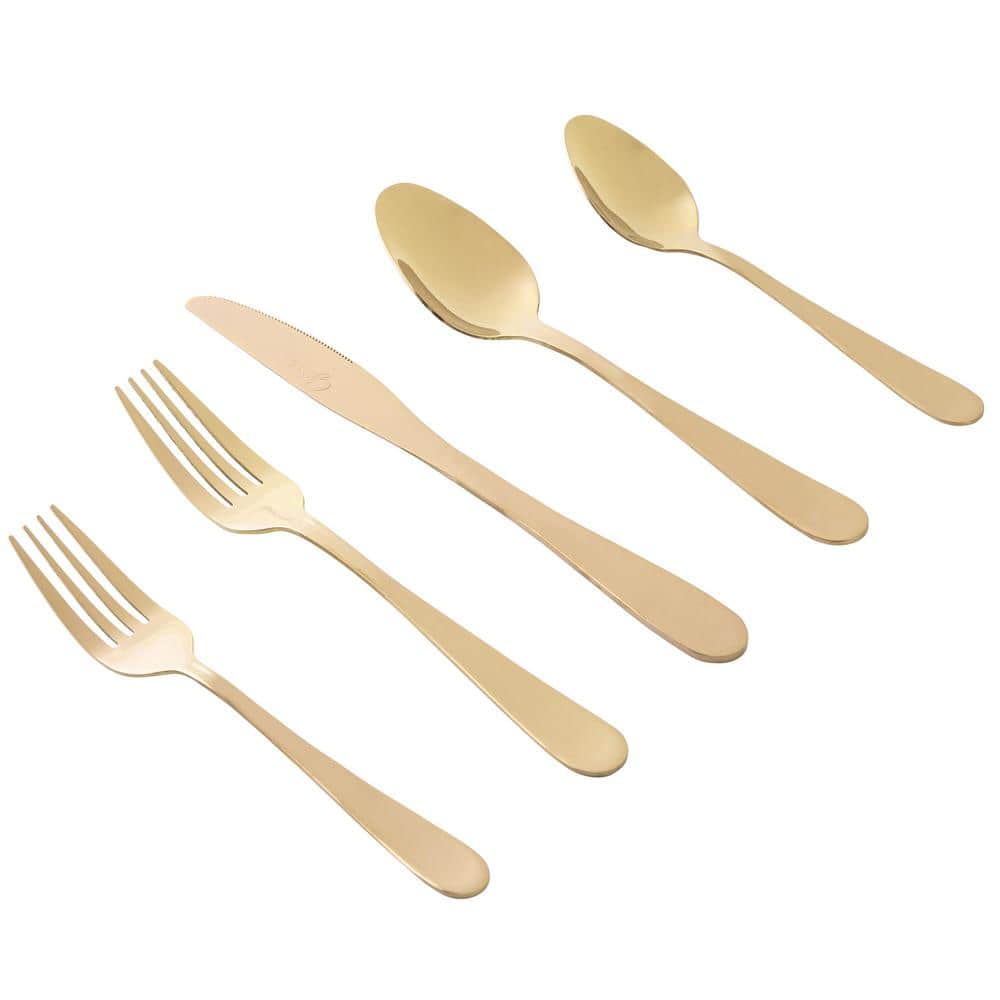 Stravida 20 Piece Flatware set in Gold Stainless Steel - Hercitys