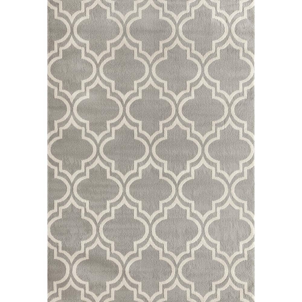 Modern Moroccan Trellis Gray 5 ft. x 7 ft. Area Rug - Hercitys