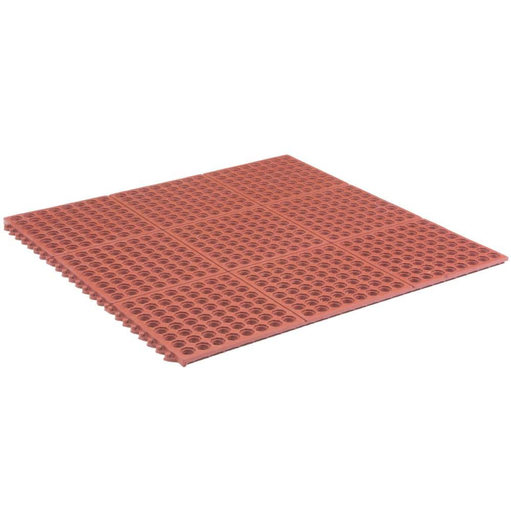 Performa Grit Red 3 ft. x 3 ft. Rubber Anti-Fatigue Indoor Commercial Floor Mat - Hercitys