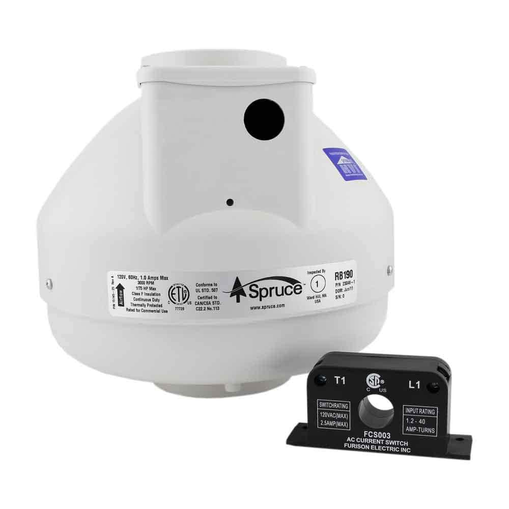 SDB190C 148 CFM 4 in. Inline Duct Boosting Fan Kit with Current Sensing Switch in White - Hercitys
