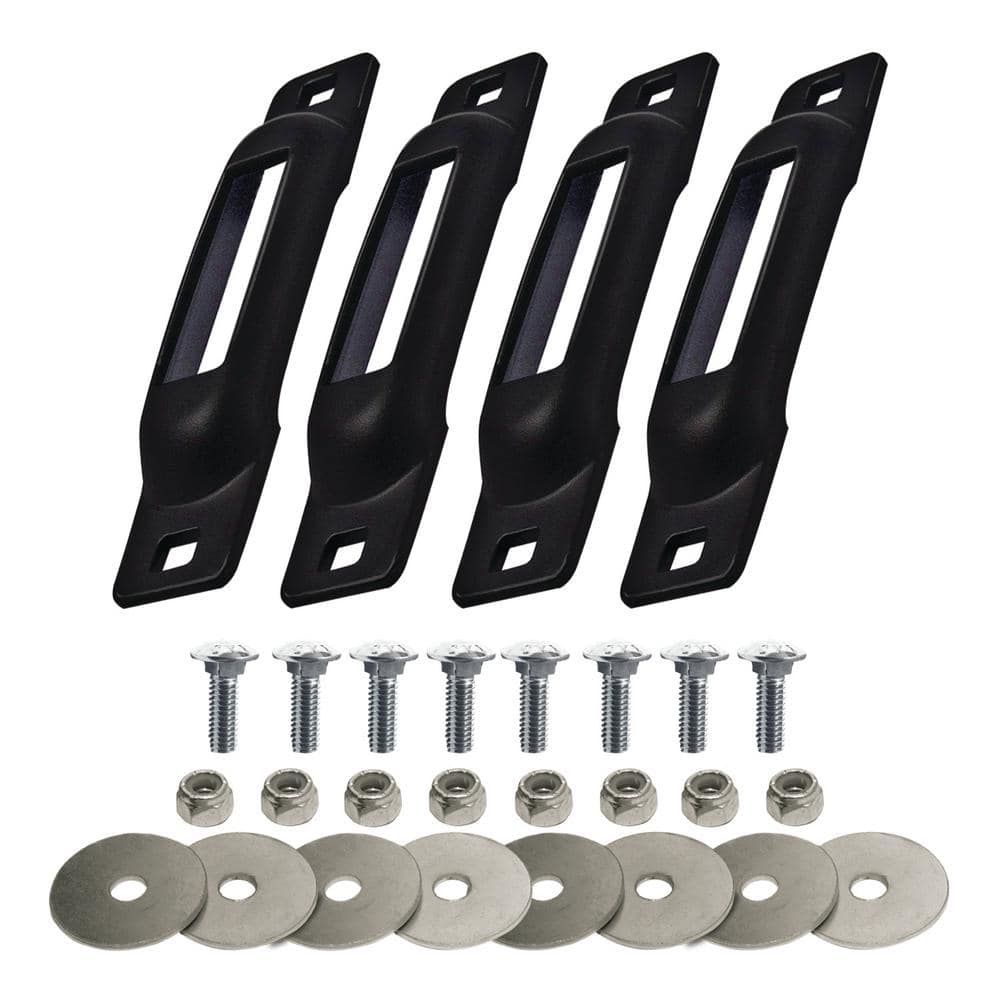 E-Track Single Strap Anchor in Black with Carriage Bolts (4-Pack) - Hercitys